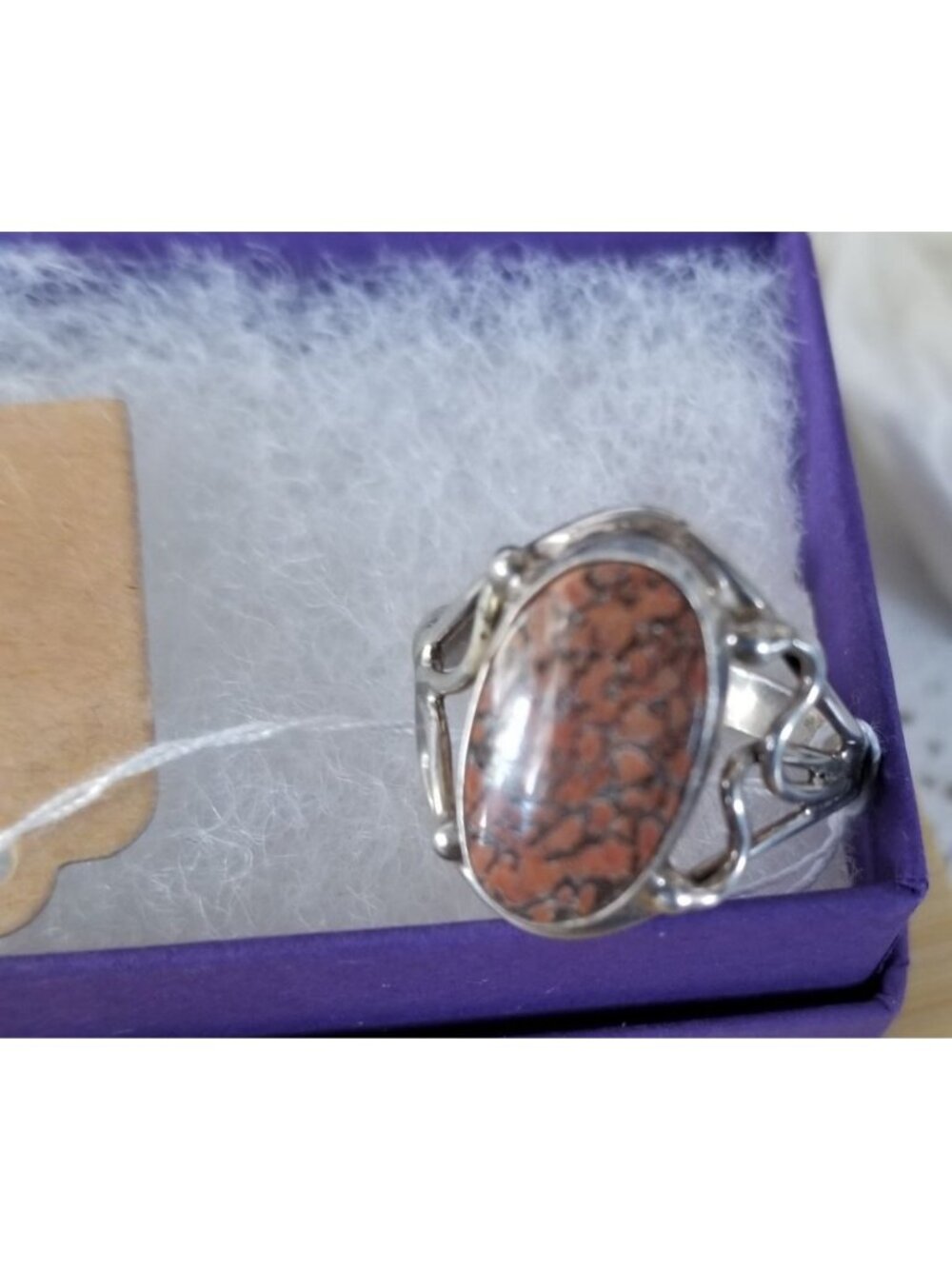 Ring Dinosauer Bone  Open Band  24 ct  4.8 Gr Size 8   15 mm x 10 mm  Harr  925 - Picture 9 of 12